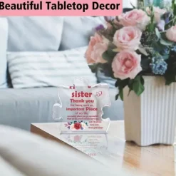 Unique Puzzle-Shaped Acrylic Ornament For Your Sister Perfect Inspirational Gift For Birthdays Holidays Table Decoration And Home Decor