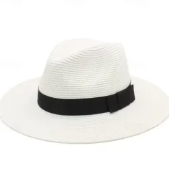 Unisex Summer Sun Hat, Panama Straw Wide Brim UV Protection Hat, Beach Hat for Travel & Outdoor, Sunshade for Men & Women