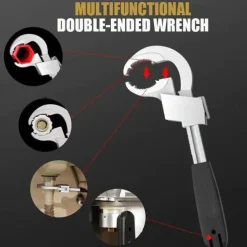 Universal Adjustable Double-ended Wrench Multifunctional Bathroom Plumbing Installation Tool Household Water Pipe Faucet Maintenance And Disassembly Tool