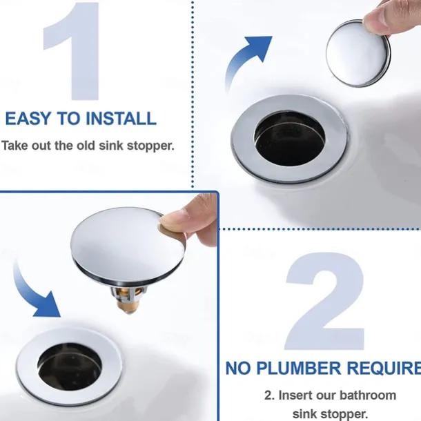 Universal Bathroom Sink Stopper, Basin Pop Up Drain Filter, Bathtub Converter Sink Drain Strainer Plug No Overflow