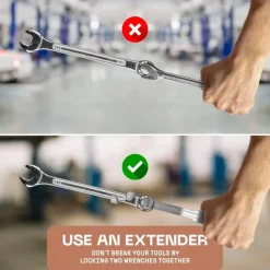 Universal Wrench Extender Tool Bar - Torque Adaptor Extension for Hard to Reach Areas, Ideal for Mechanics, Handyman, DIY