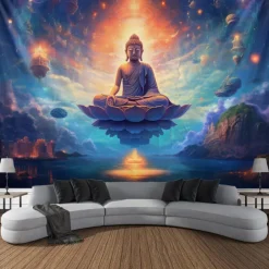 Universe Buddha Hanging Tapestry Boho Wall Art Large Tapestry Mural Decor Photograph Backdrop Blanket Curtain Home Bedroom Living Room Decoration