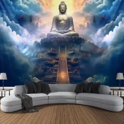 Universe Buddha Hanging Tapestry Boho Wall Art Large Tapestry Mural Decor Photograph Backdrop Blanket Curtain Home Bedroom Living Room Decoration