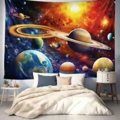 Universe Planet Landscape Hanging Tapestry Wall Art Large Tapestry Mural Decor Photograph Backdrop Blanket Curtain Home Bedroom Living Room Decoration