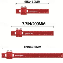 Upgrade Your Woodworking with this Precision Pocket Ruler: Aluminum Slide Ruler with Inch and Metric Measurements, T-Type Scribing, and Square Layout Tool