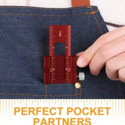Upgrade Your Woodworking with this Precision Pocket Ruler: Aluminum Slide Ruler with Inch and Metric Measurements, T-Type Scribing, and Square Layout Tool