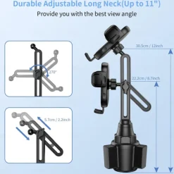 Upgraded for MagSafe Cup Holder Charger, MagSafe Car Mount Charger 15W Fast Charging with Adjustable Gooseneck for iPhone 16 15 14 13 12 Pro Max Plus Mini MagSafe Case