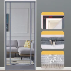 Upgraded Pet Screen Door,Nano-coated Cat Screen Door for Living Room,Anti-mosquito Anti-pet Screen Net with Zipper for Bedroom, Living Room, Kitchen