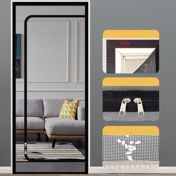 Upgraded Pet Screen Door,Nano-coated Cat Screen Door for Living Room,Anti-mosquito Anti-pet Screen Net with Zipper for Bedroom, Living Room, Kitchen