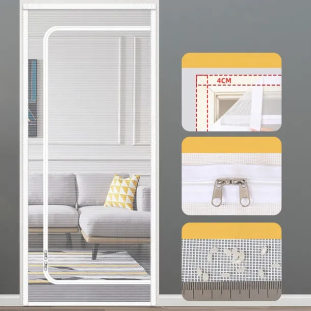 Upgraded Pet Screen Door,Nano-coated Cat Screen Door for Living Room,Anti-mosquito Anti-pet Screen Net with Zipper for Bedroom, Living Room, Kitchen