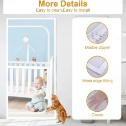 Upgraded Pet Screen Door,Nano-coated Cat Screen Door for Living Room,Anti-mosquito Anti-pet Screen Net with Zipper for Bedroom, Living Room, Kitchen