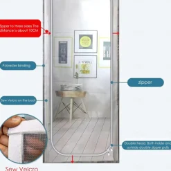 Upgraded Pet Screen Door,Nano-coated Cat Screen Door for Living Room,Anti-mosquito Anti-pet Screen Net with Zipper for Bedroom, Living Room, Kitchen