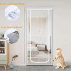 Upgraded Pet Screen Door,Nano-coated Cat Screen Door for Living Room,Anti-mosquito Anti-pet Screen Net with Zipper for Bedroom, Living Room, Kitchen