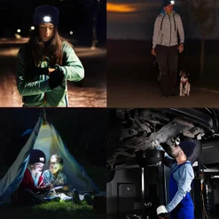 Upgraded USB Rechargeable LED Light-Up Winter Knit Cap - High Brightness, Long-Lasting Battery, 9 Colors (Black/Grey/Blue/Yellow/Orange/Pink/Green/Red/Navy) for Night Walking, Camping, Fishing