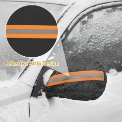 Upgraded Windshield Cover Magnet Sun Shade Waterproof Snowproof Car Front Window Sun Protection Cover With Reflective Strip & Windproof Fixing Belt