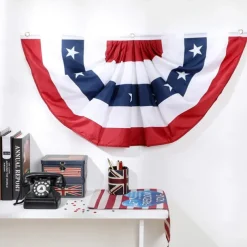 USA Patriotic Pleated Fan Flags,4th of July Decorations Outdoor,Bunting Flag Banners,USA Flags Pleated Fan Flag,Patriotic Bunting For Outside,Red White And Blue Buntings Decorations