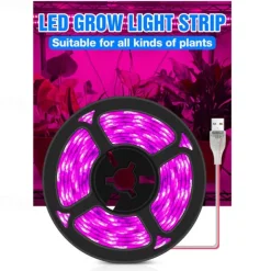 USB LED Plant Growing Strip Light Lamp Waterproof Full Spectrum 2835 SMD 3m 9.8ft Indoor Flower Seedling Hydroponics Succulents Greenhouse Indoor