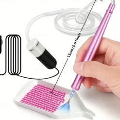 USB-Powered Electric Diamond Art Painting Pen with Vacuum Storage Tray Ergonomic Handle, Adjustable Settings, and Multi-Colored Brush Heads for Long-Lasting, Stable Crafting, Diamond Art Pen