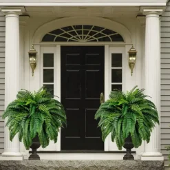 UV Resistant Lifelike Artificial Boston Fern, Artificial Ferns for Outdoors, Faux Ferns Fake Ferns Artificial Plants, Fake Boston Fern for Porch Window Home Decor