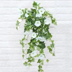UV Simulation Artificial Morning Glory,Simulation Artificial Flower Bouquet - Fade Resistant Outdoor Flowers,Fake Petunias,Realistic Hanging Plants Flowers Vines Garden Yard Decoration