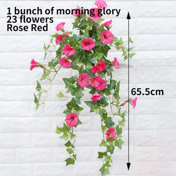 UV Simulation Artificial Morning Glory,Simulation Artificial Flower Bouquet - Fade Resistant Outdoor Flowers,Fake Petunias,Realistic Hanging Plants Flowers Vines Garden Yard Decoration