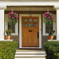 UV Simulation Artificial Morning Glory,Simulation Artificial Flower Bouquet - Fade Resistant Outdoor Flowers,Fake Petunias,Realistic Hanging Plants Flowers Vines Garden Yard Decoration