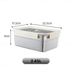 Vacuum Food Container Food-Grade SUS304 Sealed Food Storage Box Bento Lunch Box for Fruits, Refrigerator Safe, Airtight Meal Container (Rectangle)
