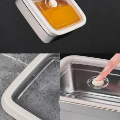 Vacuum Food Container Food-Grade SUS304 Sealed Food Storage Box Bento Lunch Box for Fruits, Refrigerator Safe, Airtight Meal Container (Rectangle)