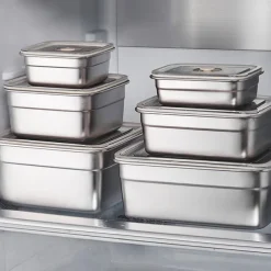 Vacuum Food Container Food-Grade SUS304 Sealed Food Storage Box Bento Lunch Box for Fruits, Refrigerator Safe, Airtight Meal Container (Square)