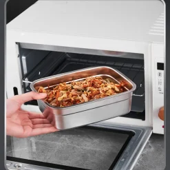 Vacuum Food Container Food-Grade SUS304 Sealed Food Storage Box Bento Lunch Box for Fruits, Refrigerator Safe, Airtight Meal Container (Square)