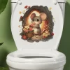 Valentine's Day Cute Mouse Bathroom Toilet Seat Cover Decorative Sticker