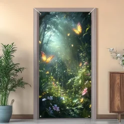 Valentine's Day Door Decorations Door Covers Garden Theme Door Tapestry Door Curtain Decoration Backdrop Indoor/Outdoor Door Banner for Front Door Farmhouse