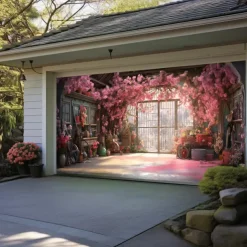 Valentine's Day Floral Outdoor Garage Door Cover Banner Beautiful Large Backdrop Decoration for Outdoor Garage Door Home Wall Decorations Event Party Parade