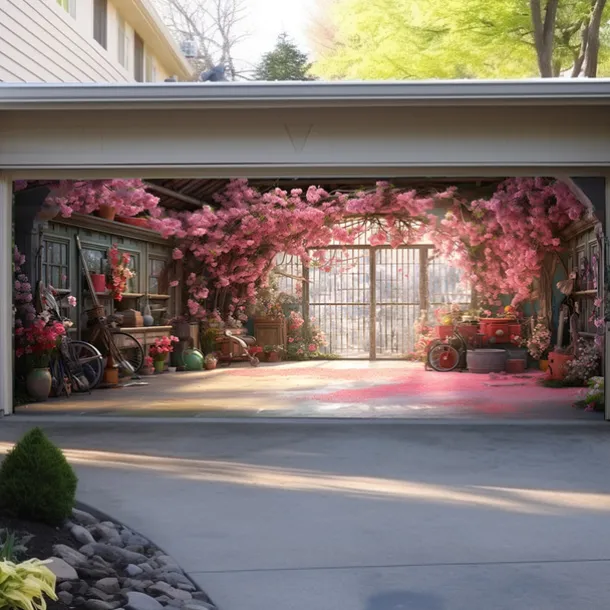 Valentine's Day Floral Outdoor Garage Door Cover Banner Beautiful Large Backdrop Decoration for Outdoor Garage Door Home Wall Decorations Event Party Parade