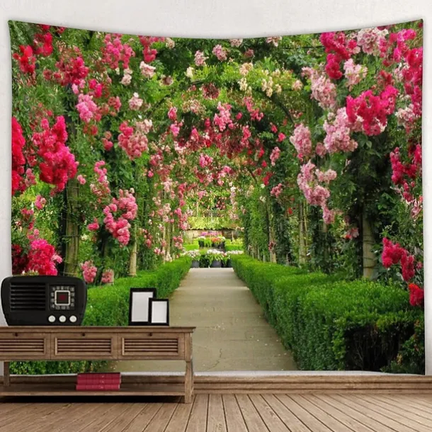 Valentine's Day Large Wall Tapestry Art Decor Blanket Curtain Picnic Tablecloth Hanging Home Bedroom Living Room Dorm Decoration Nature Landscape Garden Pathway Plant Floral Flower