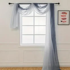Valentine's Day Luxury Window Scarf Sheer Voile Elegant Topper Long Window Valance Solid Window Treatment Swags Drapes for Window Ceremony Wedding Canopy Bed
