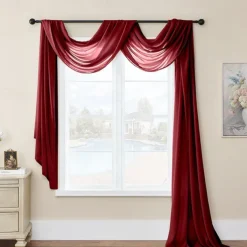 Valentine's Day Luxury Window Scarf Sheer Voile Elegant Topper Long Window Valance Solid Window Treatment Swags Drapes for Window Ceremony Wedding Canopy Bed