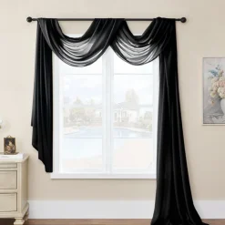 Valentine's Day Luxury Window Scarf Sheer Voile Elegant Topper Long Window Valance Solid Window Treatment Swags Drapes for Window Ceremony Wedding Canopy Bed