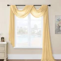 Valentine's Day Luxury Window Scarf Sheer Voile Elegant Topper Long Window Valance Solid Window Treatment Swags Drapes for Window Ceremony Wedding Canopy Bed