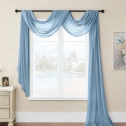 Valentine's Day Luxury Window Scarf Sheer Voile Elegant Topper Long Window Valance Solid Window Treatment Swags Drapes for Window Ceremony Wedding Canopy Bed