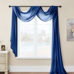 Valentine's Day Luxury Window Scarf Sheer Voile Elegant Topper Long Window Valance Solid Window Treatment Swags Drapes for Window Ceremony Wedding Canopy Bed