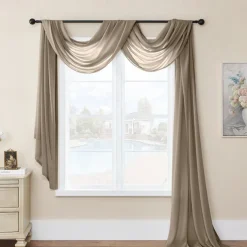 Valentine's Day Luxury Window Scarf Sheer Voile Elegant Topper Long Window Valance Solid Window Treatment Swags Drapes for Window Ceremony Wedding Canopy Bed