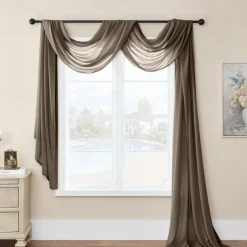 Valentine's Day Luxury Window Scarf Sheer Voile Elegant Topper Long Window Valance Solid Window Treatment Swags Drapes for Window Ceremony Wedding Canopy Bed