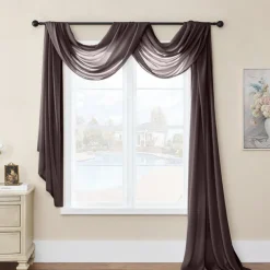 Valentine's Day Luxury Window Scarf Sheer Voile Elegant Topper Long Window Valance Solid Window Treatment Swags Drapes for Window Ceremony Wedding Canopy Bed