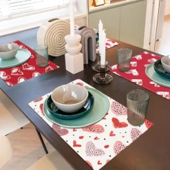 Valentine's Day Placemats Set of 4 Romantic and Decorative Table Mats Featuring Heart or Rose Patterns Durable and Heat-Resistant Perfect for Adding a Touch of Love to Your Dining Table Decor