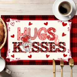 Valentine's Day Placemats Set of 4 Romantic and Decorative Table Mats Featuring Heart or Rose Patterns Durable and Heat-Resistant Perfect for Adding a Touch of Love to Your Dining Table Decor