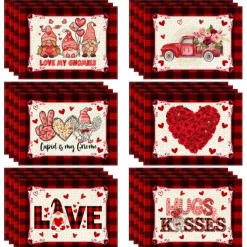 Valentine's Day Placemats Set of 4 Romantic and Decorative Table Mats Featuring Heart or Rose Patterns Durable and Heat-Resistant Perfect for Adding a Touch of Love to Your Dining Table Decor