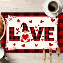 Valentine's Day Placemats Set of 4 Romantic and Decorative Table Mats Featuring Heart or Rose Patterns Durable and Heat-Resistant Perfect for Adding a Touch of Love to Your Dining Table Decor