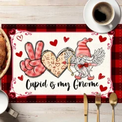 Valentine's Day Placemats Set of 4 Romantic and Decorative Table Mats Featuring Heart or Rose Patterns Durable and Heat-Resistant Perfect for Adding a Touch of Love to Your Dining Table Decor