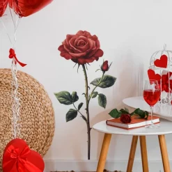 Valentine's Day Romantic Red Rose Bedroom Living Room Entrance Home Background Beautification Wall Stickers